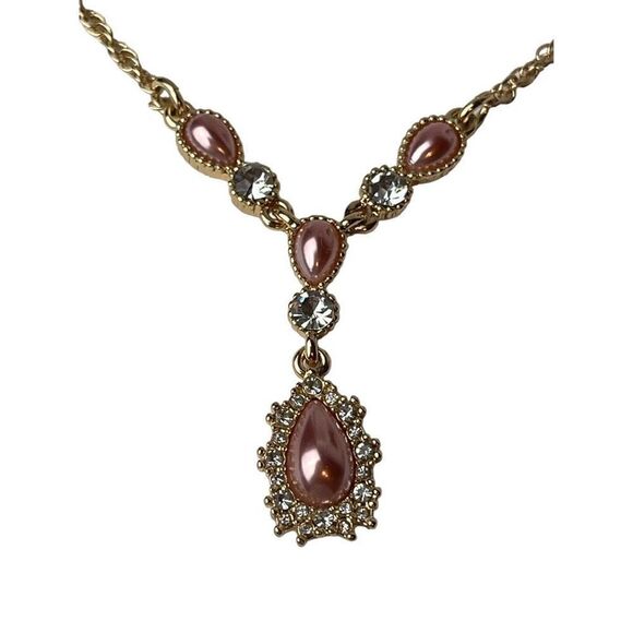 CHARTER CLUB Gold-Tone Crystal, Stone & Imitation Pearl Teardrop Pendant Necklac - Picture 7 of 7